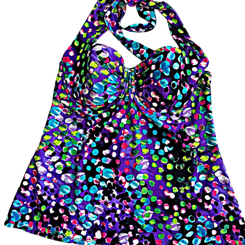 Smart Sexy Swim Tankini Style Swimsuit Top Multi Color Women's Size 38D